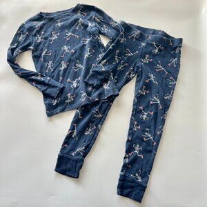 Boys 6 Old Navy Blue Skeleton Dancing Shoes Pajamas